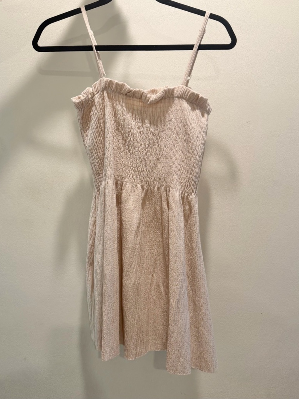 H&M Cream Smocked Sundress with Ruffle Edge